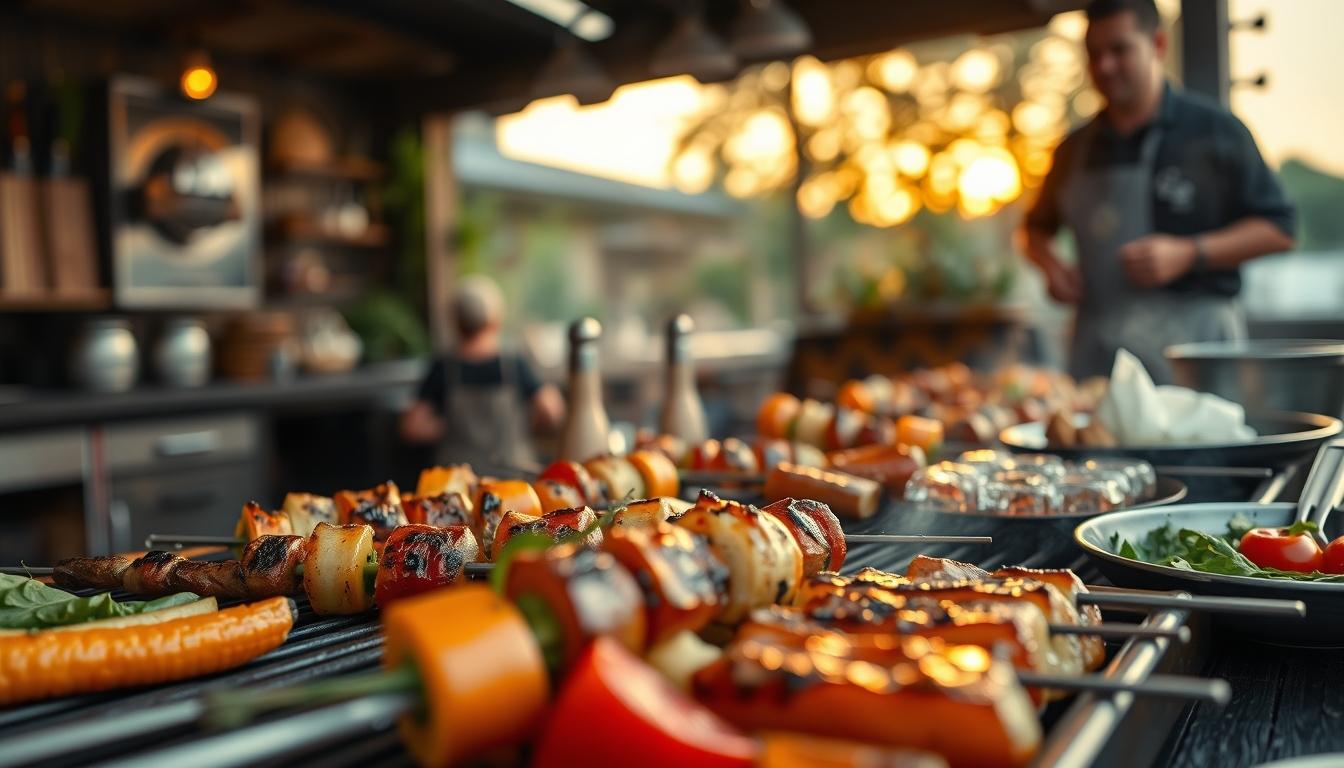 Measured baking ingredients prepared on a counter